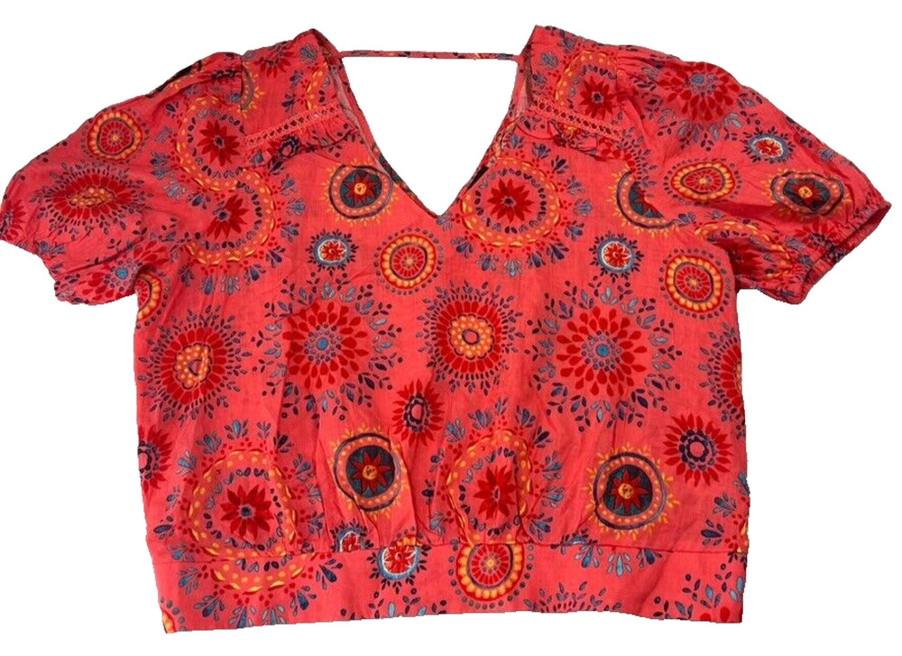 Milk & Honey Floral Top Womens 3X Vibrant Pullover Smocked Boho